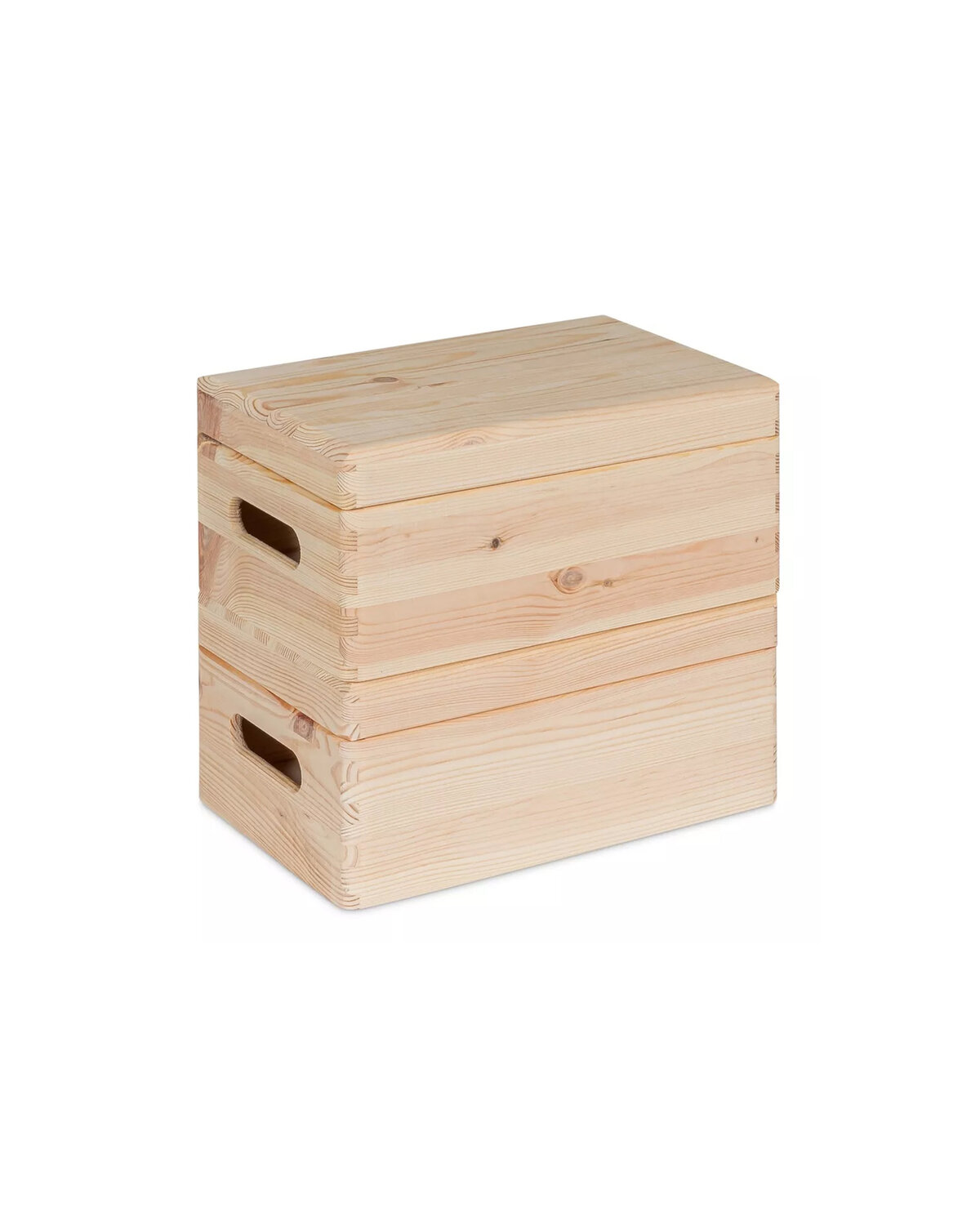 Houten stapelset KIM MINI 2 met deksel: 1x KIM MINI open en 1x MINI dicht